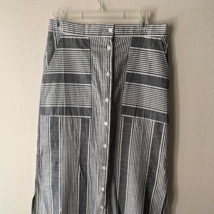 Gray stripe button maxi skirt